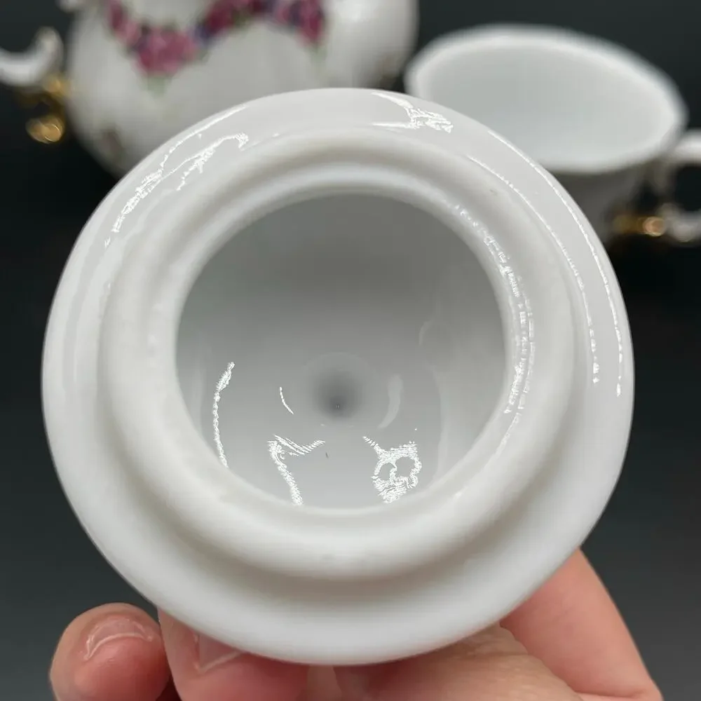 Rose Porcelain Tea for One Cup Pitcher Lid New